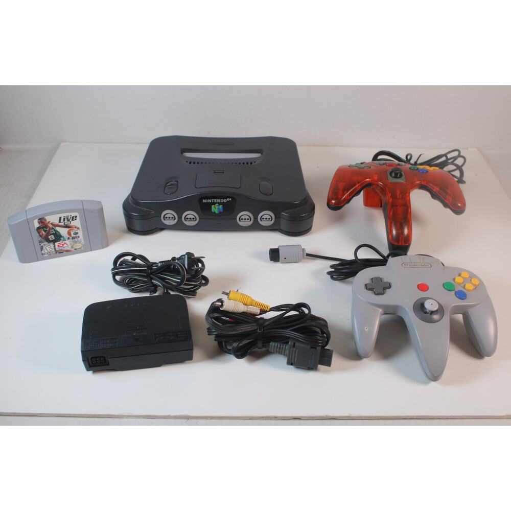 Nintendo 64 N64 Console System Bundle W/ 2 Controllers, Cables, 1 game, tested